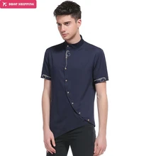 Новая мужская мода джентльмен одежда с короткими рукавами юбка планка косой заостренный воротник