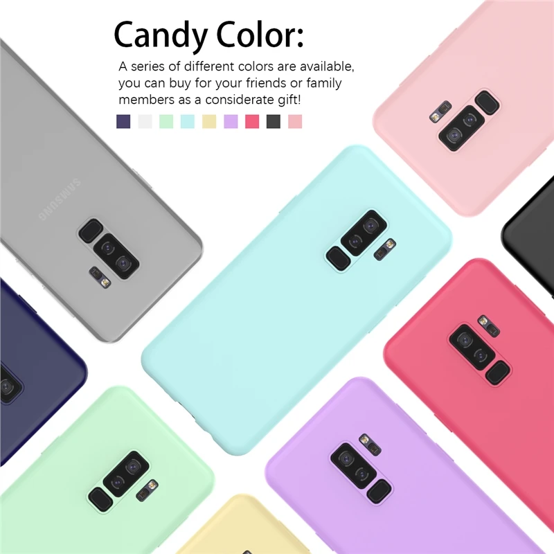 

3 Pcs Candy Phone Cases For Samsung Galaxy S9 Plus Case Silicone Bumper Soft Clear TPU Thin Rubber Protective Cover Funda Coque