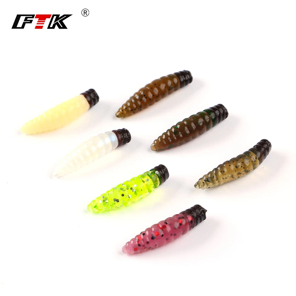 

FTK 2.5CM/23G 20Pcs/lot Fishing Lures Floating Trout Worm Soft Baits Artificial Sea Worms Earthworm Fishing Soft Lures Wobblers