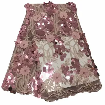 

Nigerian laces Fabric 2019 Beads African Pink Green Cord Laces Fabrics With Sequins High Quality Nigerian Lace For Wedding Dress