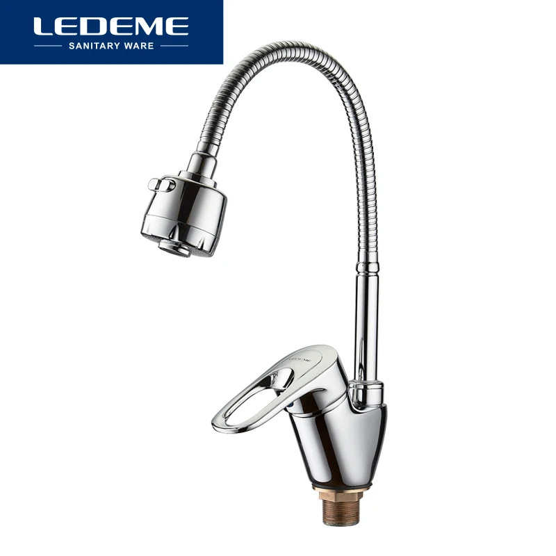 LEDEME Смеситель для кухни с губким изливом латунь Цвет: хром  L4304|griferia de cocina|kitchen