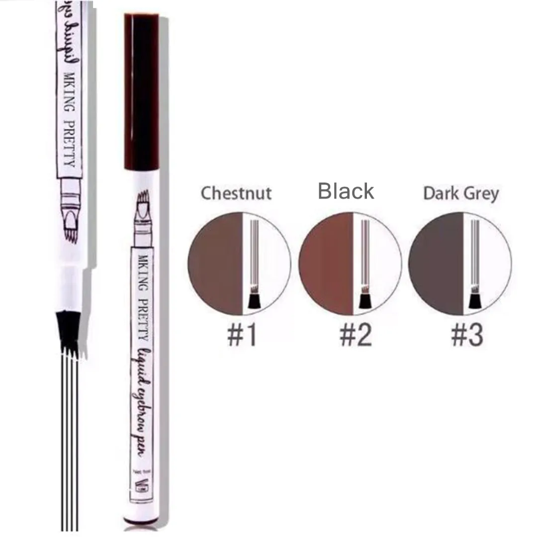 4 Colors Microblading Eyebrow Tattoo Pen 4 Head Fine Sketch Liquid Eyebrow Pencil Waterproof Tattoo Eye Brow Pen