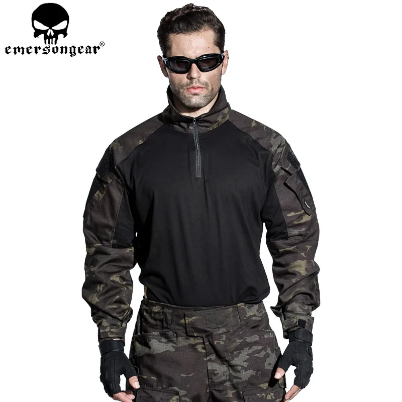 

EMERSONGEAR Airsoft Shirt Pants with Knee Pads Combat Shirt Pants Tactical Us Army Military Uniform Multicam Black EM7043 EM9256