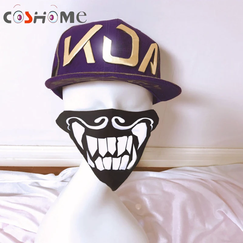 Coshome LOL KDA Akali Косплей Костюм Шляпа Маска Женская кепка маска для