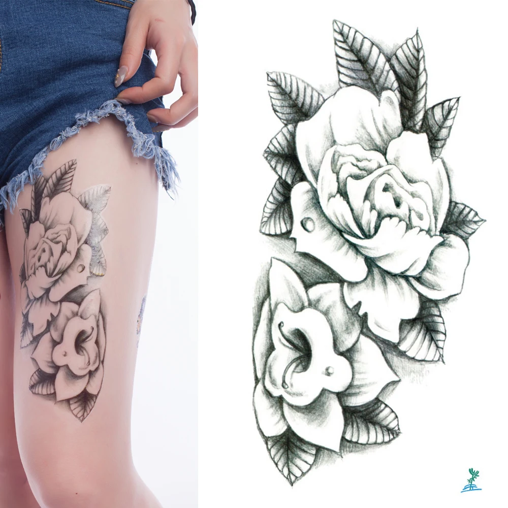 10 Feuilles Yeeech Grande Fleur Conçoit Tatouage Temporaire