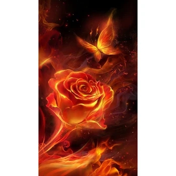 

Decor Crafts 5D DIY Fire rose butterfly Full Diamond Painting Needlework Embroidery Rhinestone Cross Stitch Handmade Paintings