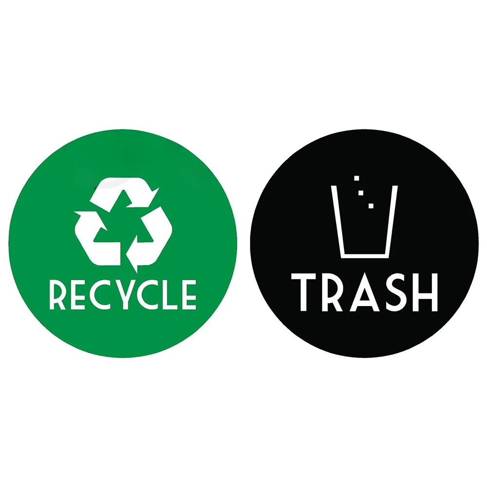 Рециркулировать+ мусорный контейнер виниловая наклейка с надписью стикер(6x6 дюймов, зеленый рециркулировать и черный мусор
