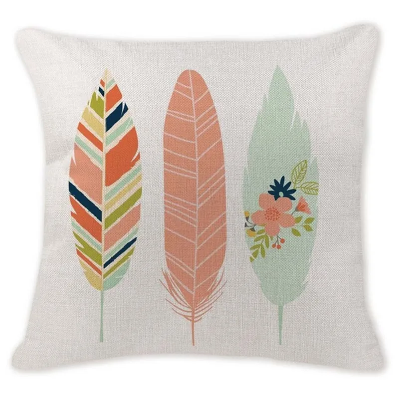 Lovely Nature Cushion Covers Scandinavian Feather Color Cushions Seat Chair Square Cotton Linen Home Decorative White Pillows|Наволочка| |