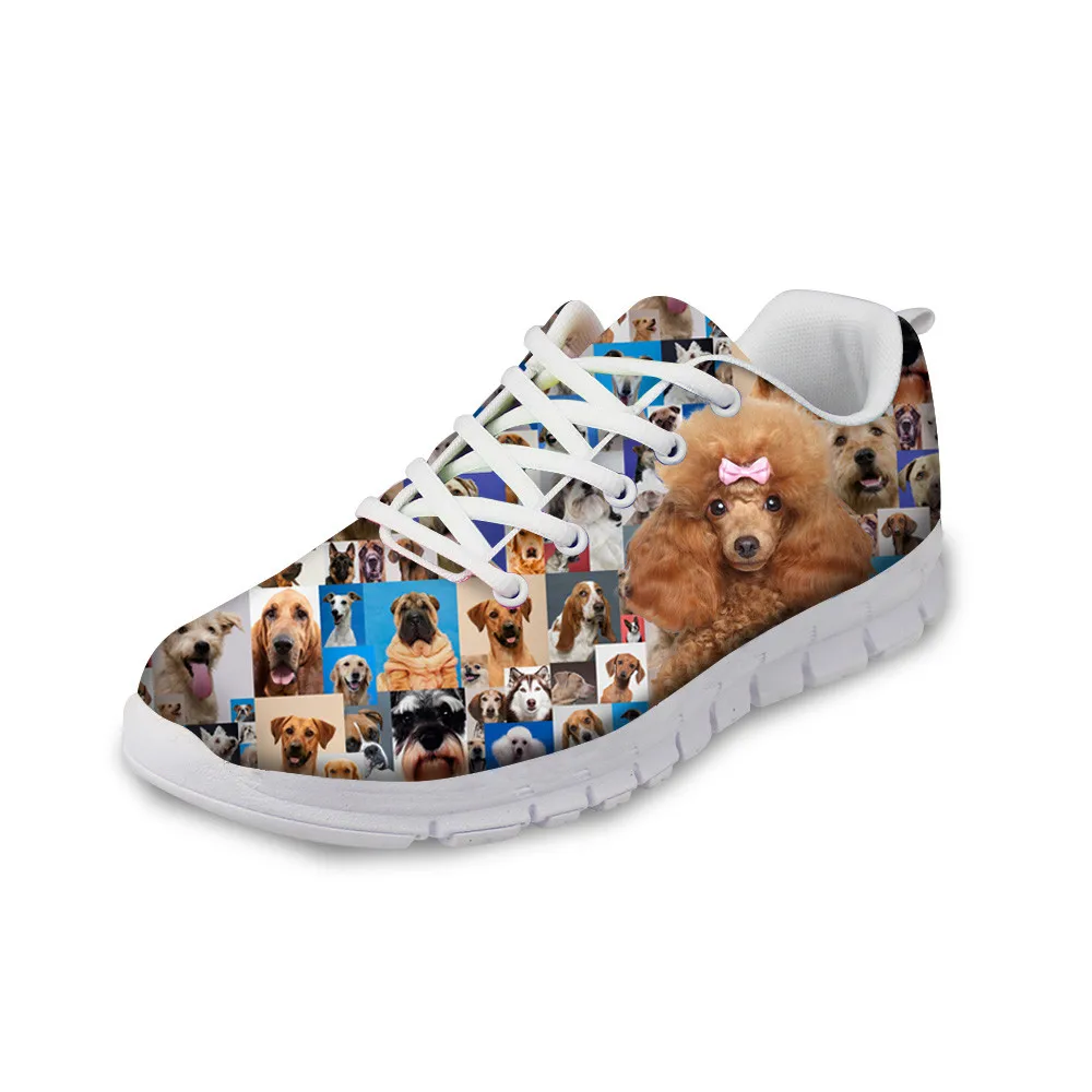 

ELVISWORD Women Flats Shoes Brand Spring Poodle Woman Sneakers Animal Frame Lace Up Female Casual Ankle Shoes Plus Size 43