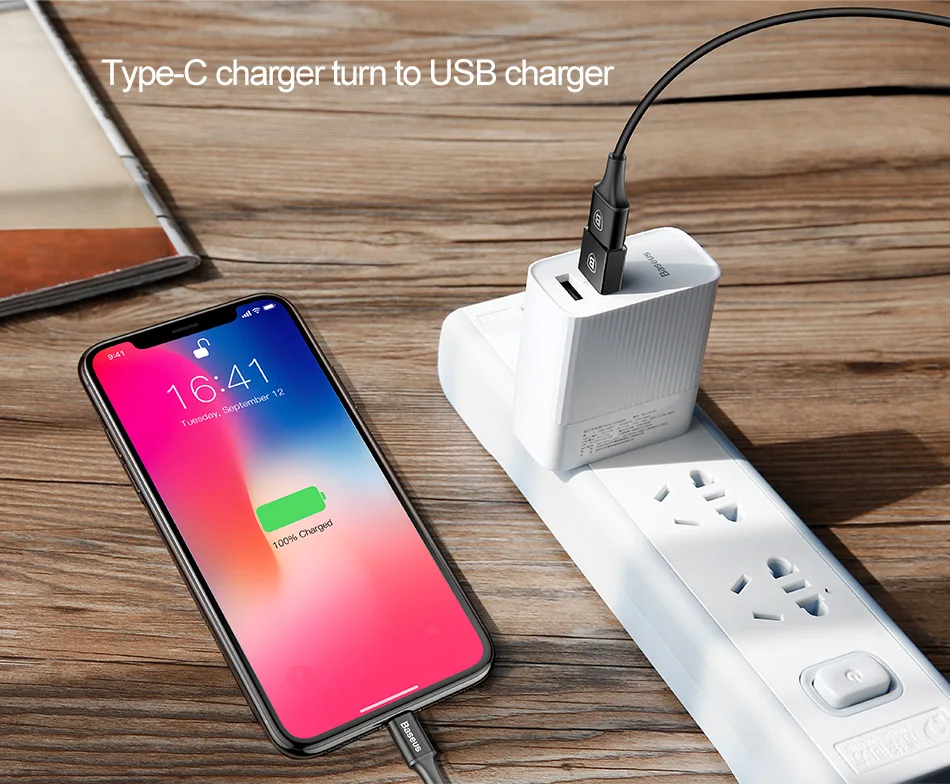 Baseus Тип C штекерным для usb-кабель 10 см адаптер конвертер для USB C к USB(мужчин и женщин) Зарядное устройство штекер OTG адаптер конвертер