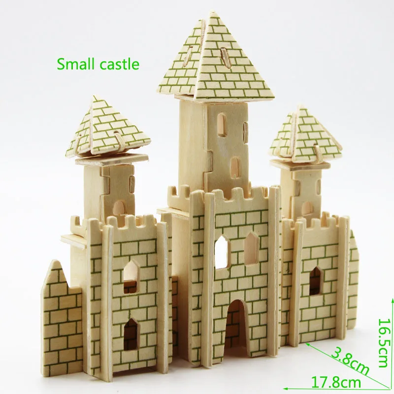 Small castle Креативные DIY 3D деревянные игры-головоломки сборные игрушки Gif транспортное средство деревянные игрушки-паззлы для детей подростков и взрослых обучающее образование - Цвет: Small castle