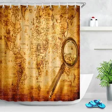 Cortinas de ducha amarillas con mapa del mundo antiguo Vintage de 180x180 LB, cortina de baño, tela de poliéster lavable personalizada para decoración de bañera