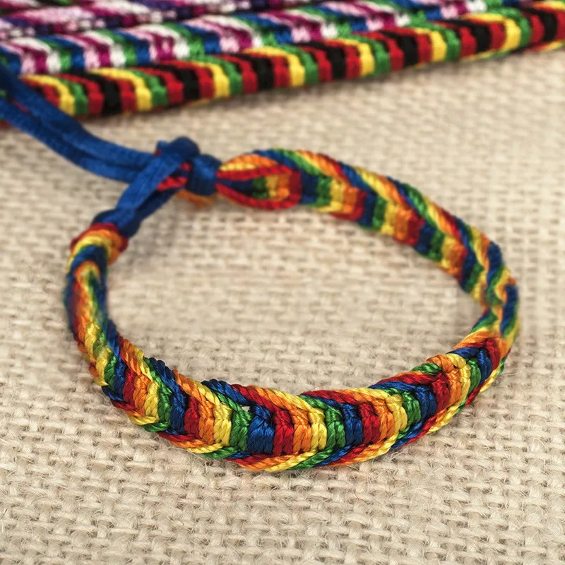 

ABL0221(120), LGBT Pride Rainbow Gay Pride Awareness Handmade Nepal Brazilian String Cord Woven Braided Friendship Bracelets