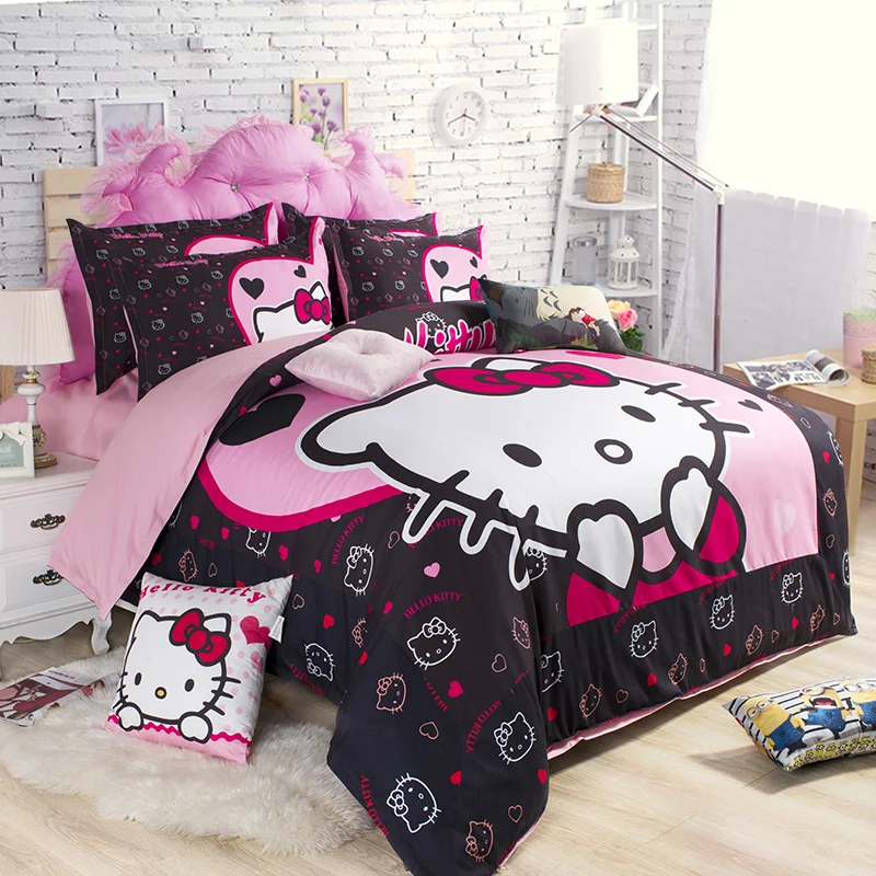 Hello Kitty Bedding Set King Queen Twin Cartoon Cotton Comforter