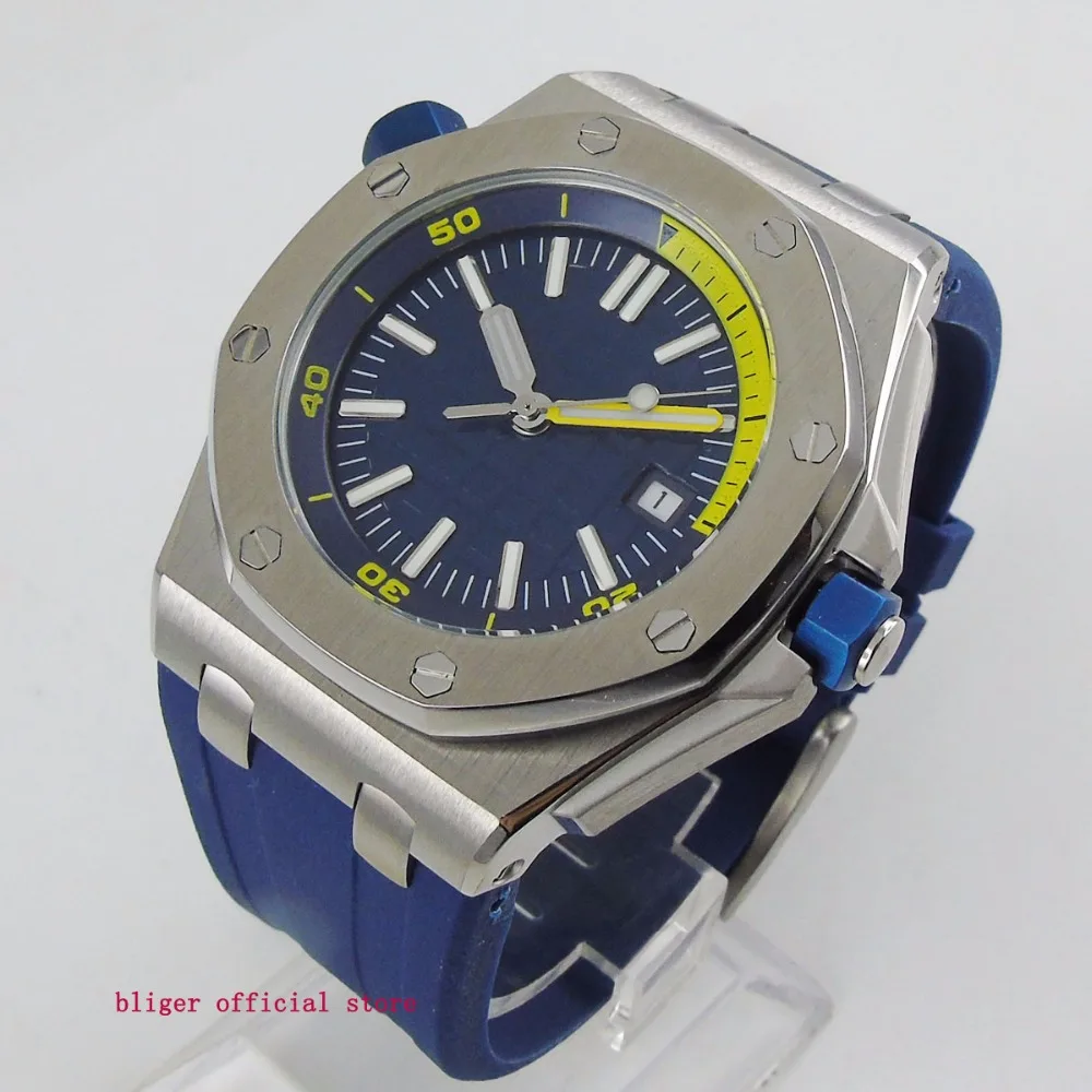 

Sport Style Fashional 43mm Big Face Men's Watch Automatic Movement Multifuntion Wristwatch Rubber Strap