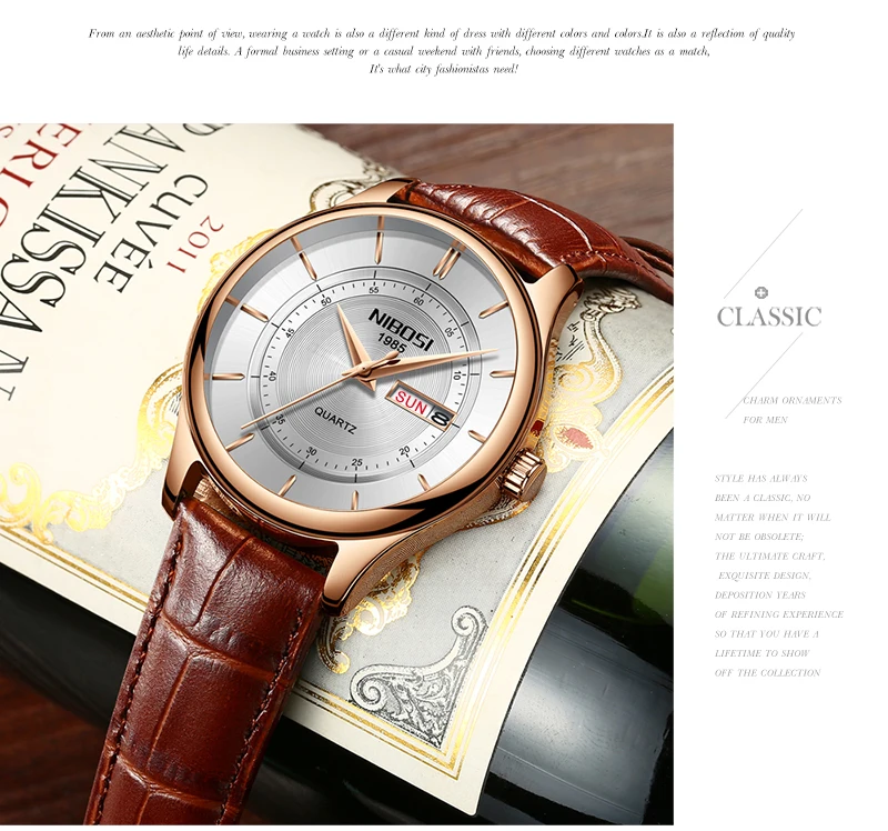 Relogio NIBOSI Watch Men Waterproof Leather And Steel Band Men Watch Date Day Blue Wrist Watch Analog Quartz Fashion Male Clock  (16)
