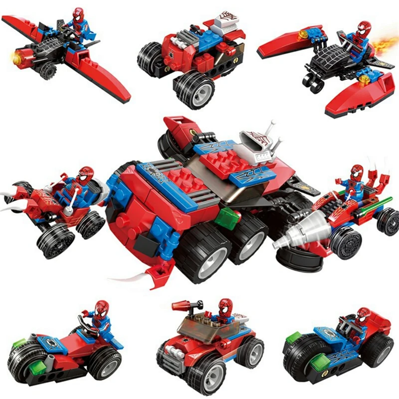 

NEW KAZI 60012 with Box 4 in 1 Super Hero Spiderman Playmobile Building Block Toys Set Compatible all Brand Kids Christmas Gift