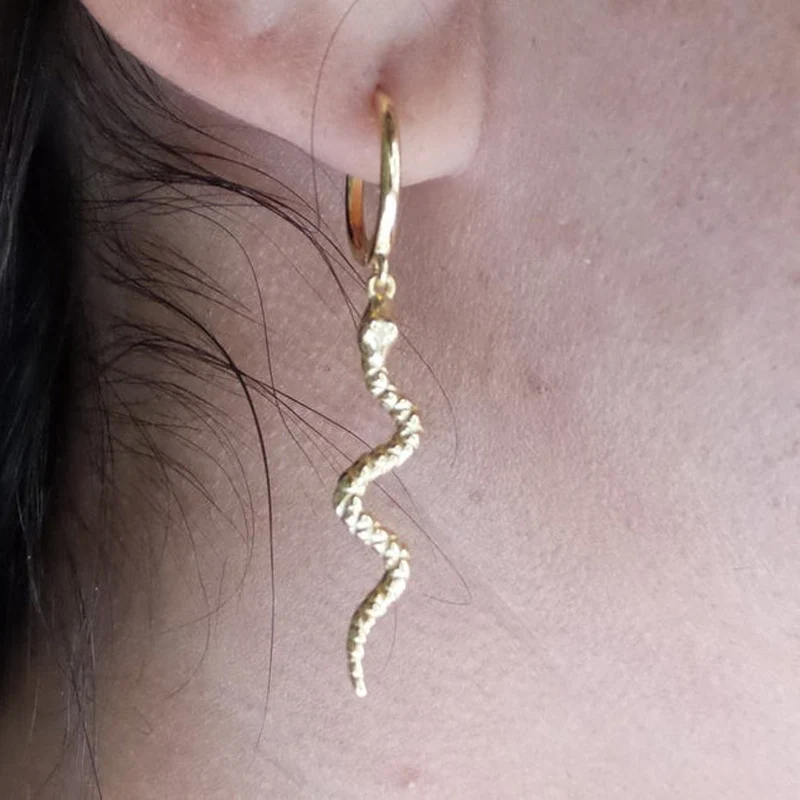 

Real 925 sterling Silver Snake Huggie Hoop Earrings Dainty Gold earring
