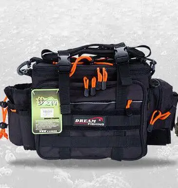 Многофункциональная Рыболовная Сумка с 1 коробкой 36x18x23 см, сумки для рыболовных снастей, водонепроницаемый наплечный рюкзак, ручные сумки через плечо B282 - Цвет: black with 1 box
