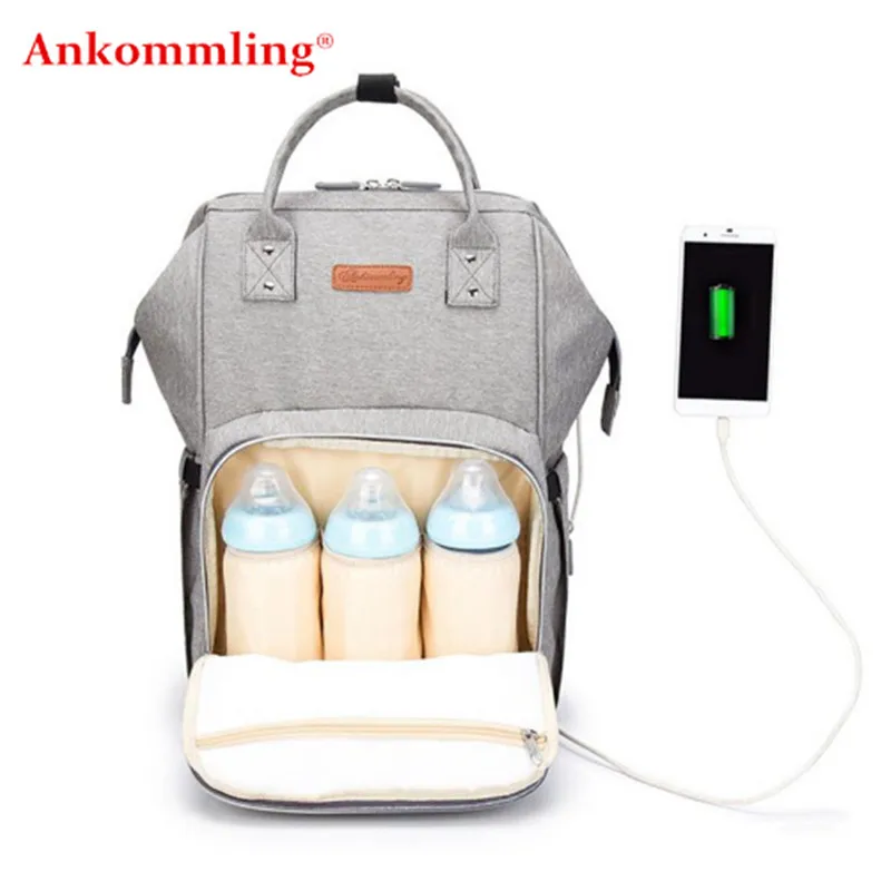Ankommling USB интерфейс пеленки сумка для беременных подгузник сумка для детской коляски сумка большой емкости для кормления рюкзак для путешествий влажная сумка