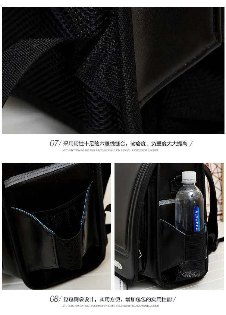 Coulomb Japanese Kids Primary School Backpack Waterproof PU Student Children Boys Load Shedding orthopedic Backpacks Daypack (16)