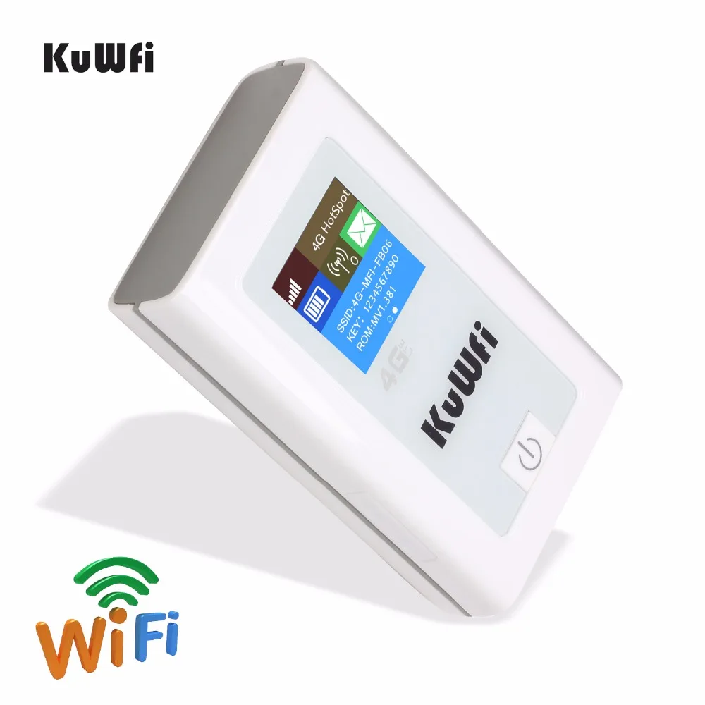 KuWFi внешний аккумулятор 4G LTE роутер 3g/4G sim-карта Wifi роутер Карманный 150 Мбит/с CAT4 Мобильная точка доступа WiFi с слотом для sim-карты