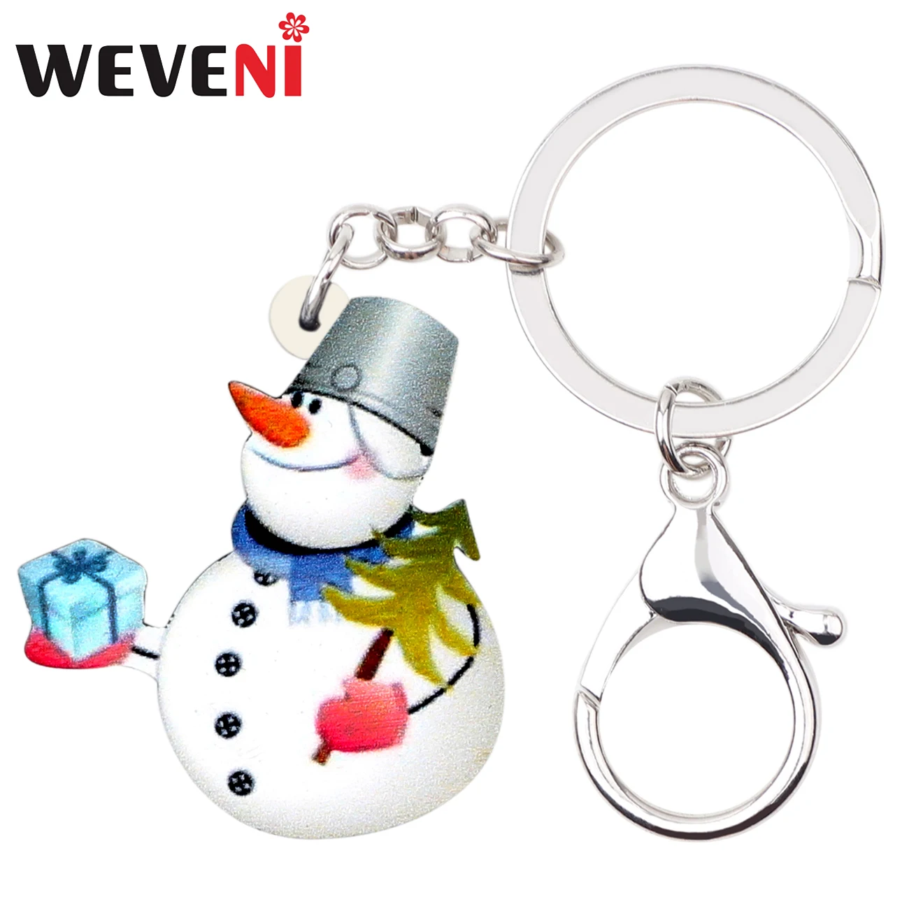 WEVENI Акрил Рождество мультфильм снеговик Цепочки Кольца Для Ключей кулон