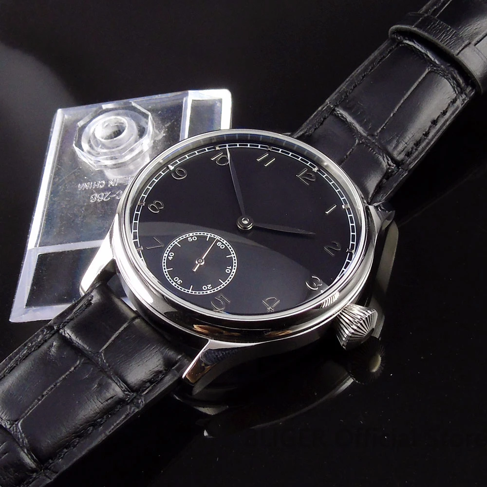 Простые механические мужские часы 6498 ручной завод стерильный циферблат 44 мм наручные часы полированный чехол
