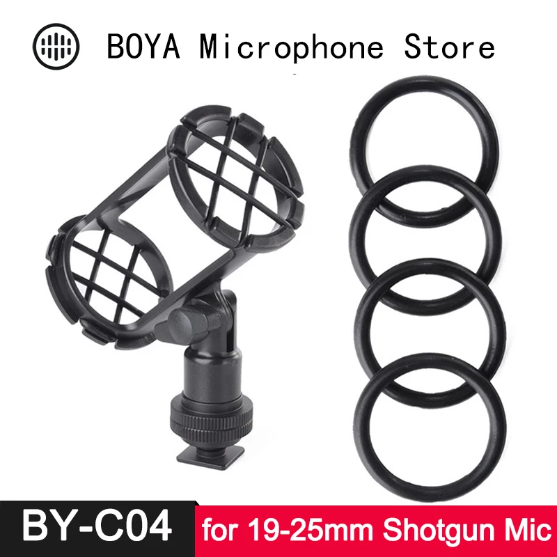 

BOYA BY-C04 Camera Video Microphone Shock Mount for Rode NTG-1 NTG-2 NTG-3 NTG-4 BY-PVM1000 BY-PVM1000L 19mm-25mm Shotgun Mic