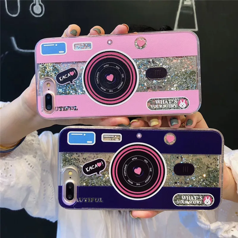 

2018 Fashion Vintage Camera Case Liquid Quicksand Soft Silicone Cover For Huawei P10 P20 Lite Pro V10 Honor 7C Nove 2S 3E Case