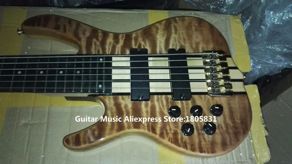 

Left Handed Bass Guitars 6 Strings Tiger Electric Bass with Battery OEM From China