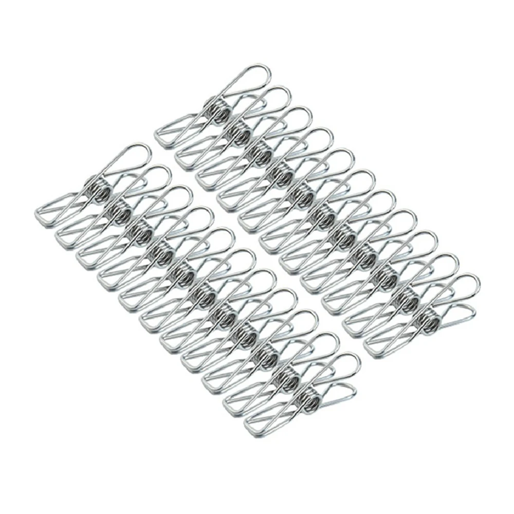 

20pcs Multipurpose Stainless Steel Clips Clothes Pins Pegs Holders Clothing Clamps Sealing Clip Household Clothespin