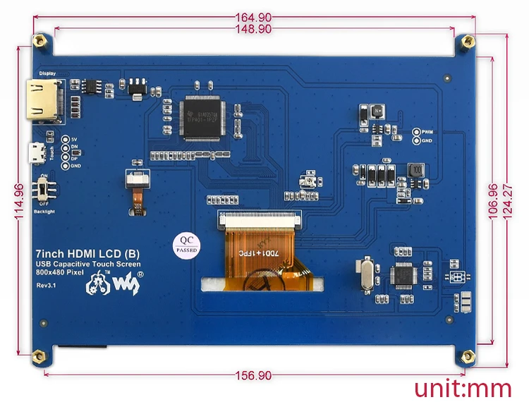 2 шт./лот 7 дюймов 800*480 HDMI ЖК-дисплей B модуль Экран емкостный сенсорный экран Дисплей поддерживает Raspberry Pi BB Черный Banana Pi