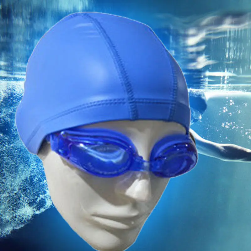 Горячий взрослый эластичный колпачок ПУ материал шапочка для плавания новая крышка s+ очки Googles - Цвет: Синий