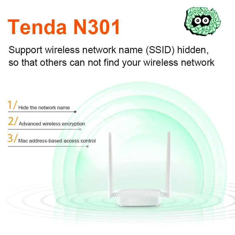 Tenda N301 Беспроводной Wi Fi роутера WI FI повторителя 300 Мбит/с 1WAN + 3LAN Порты точка