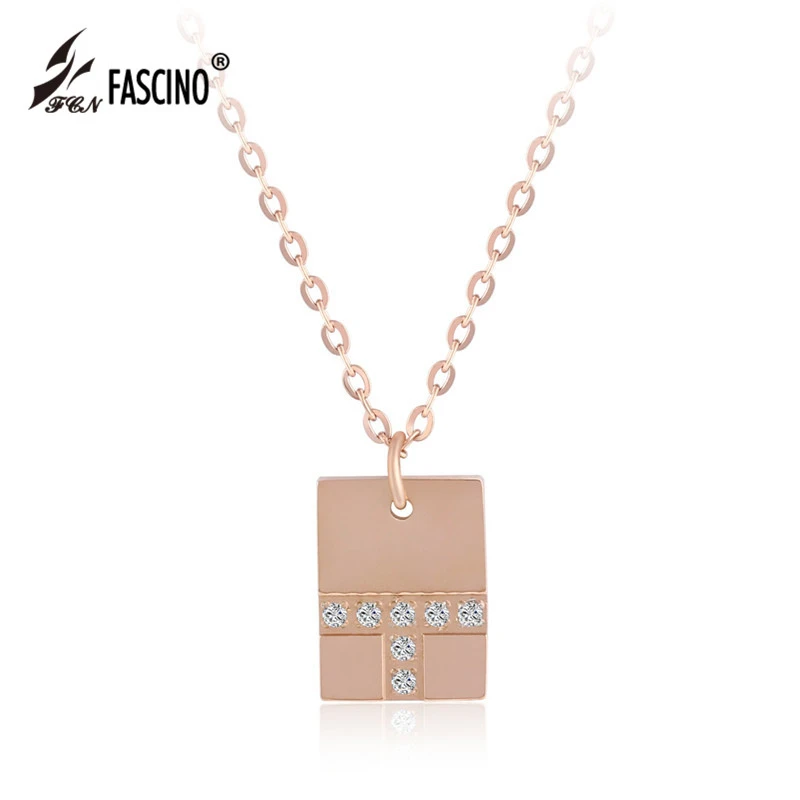 2017 New Geometric Design Fashion Jewelry Stainless Steel Crystal Pendant Necklace Chain Necklaces For Women Girls (AU820009) photo