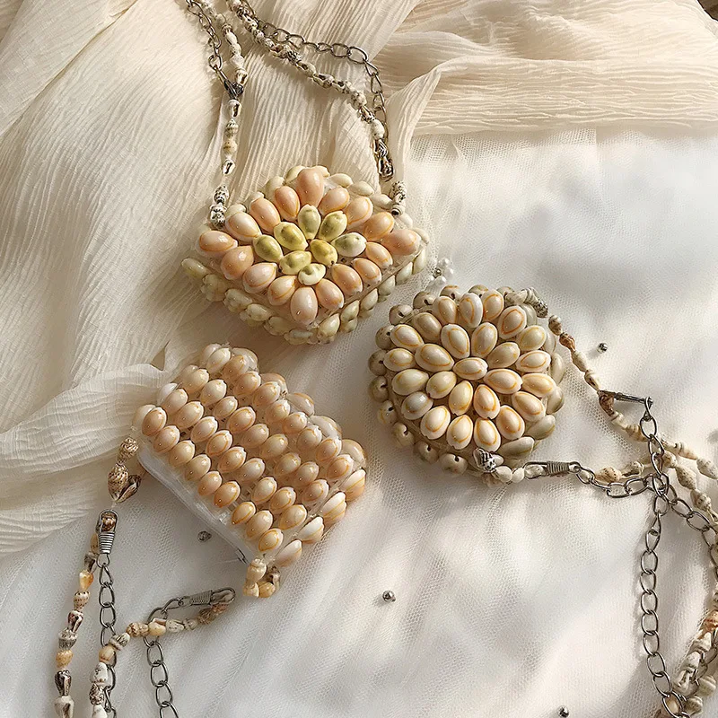 

Summer Shell Beach Bag Unique Design Women Messenger Bag Shell Chain Shoulder Bag Change Pouch Travel Holidays Clutch Wallet
