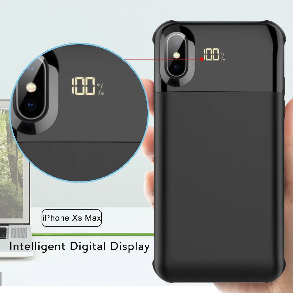 For iPhone X/XR/XS/XS Max Qi Wireless Charging Battery Case Power Bank Charger Case