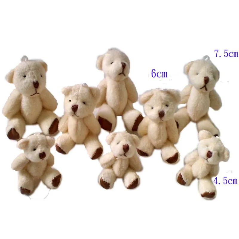 

Small Teddy Bear Plush Toys Cute Mini Joint Bear Dolls DIY Wedding Party Decor Toy 4.5/6/7.5cm 50pcs/lot