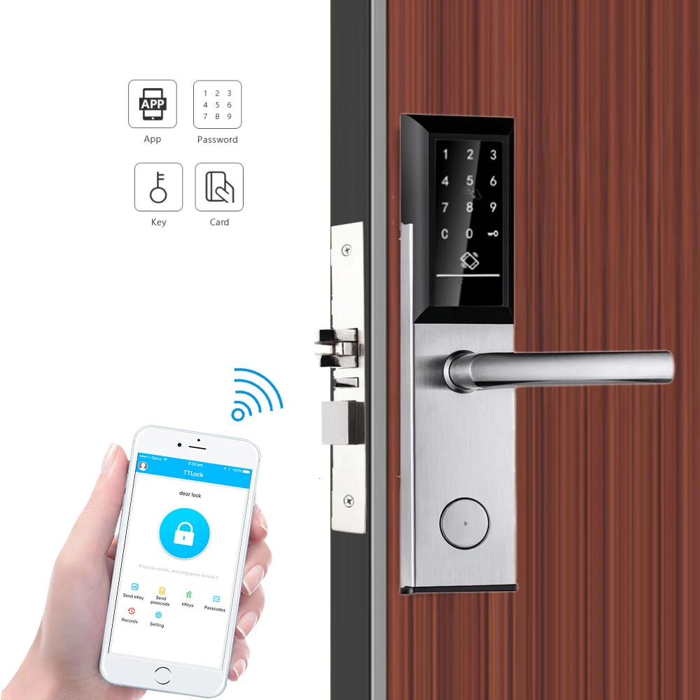 Электронный цифровой дверной замок с Bluetooth TTLock управление через приложение Wi Fi