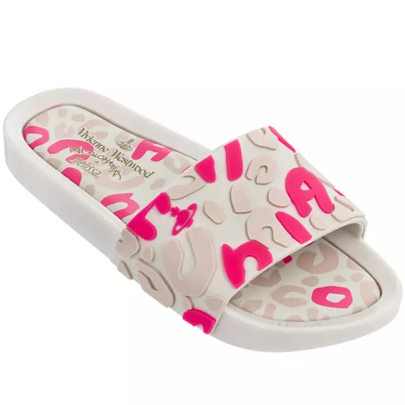 Melissa/оригинальная обувь с леопардовым принтом; Новинка 2029 года; женские шлепанцы; брендовая прозрачная обувь; бразильская прозрачная обувь Melissa - Цвет: pink