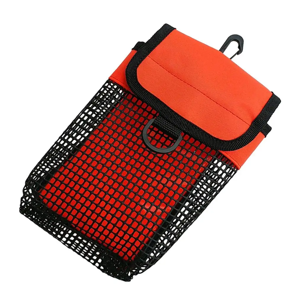 2Pcs Lightweight Mesh Gear Bag & Swivel Clip, D Ring for Underwater Scuba Diving Reel & SMB Safety Marker Buoy Accessories