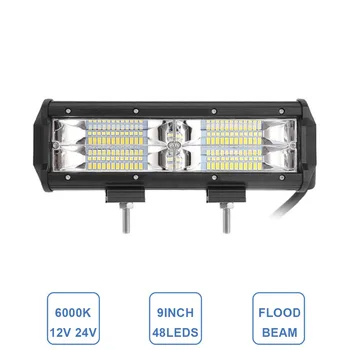 

9inch Offroad LED Work Light Flood Bar 12V 24V Car Driving Lamp SUV Truck Trailer Wagon Pickup 4x4 4WD White Yellow Floodlight