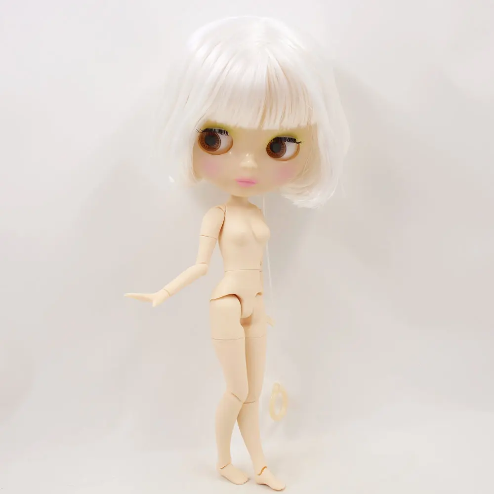 Ледяной обнаженный завод Blyth кукла серии No. BL136 белые волосы боб стиль прозрачной кожи сустава тела Neo BJD