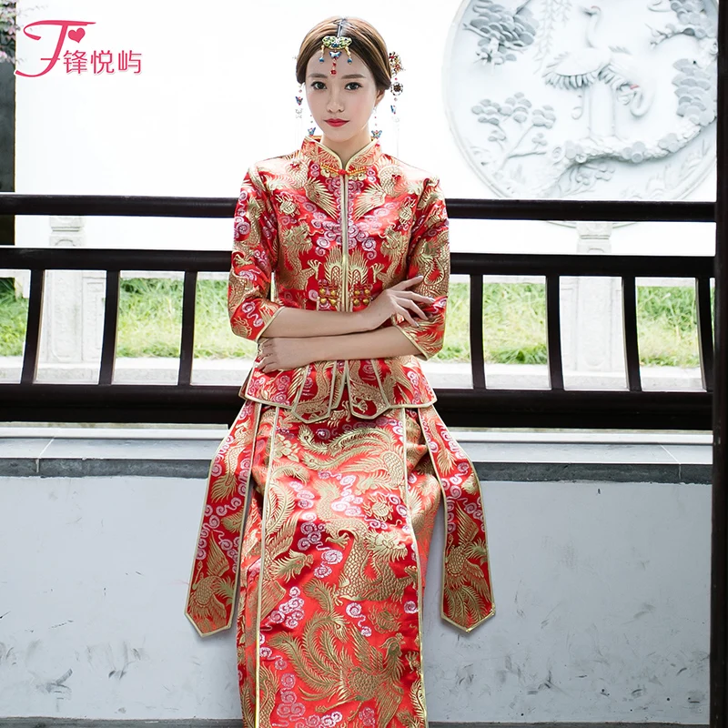 

Red Traditional Show clothing chinese style wedding formal dress costume Vestido de novia de estilo chino robe de mariee
