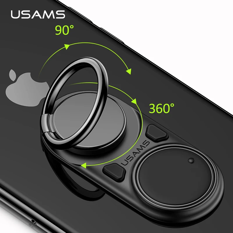 USAMS Decompression Finger Ring Holder Multifunction Fun holder Metal 360 Rotating Mobile Phone Holder for iPhone XR Samsung