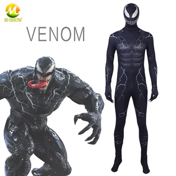 

Movie Venom Cosplay Costume Venom Zentai Bodysuit Superhero Venom Symbiote Spiderman Tight Jumpsuit Halloween Costumes for men