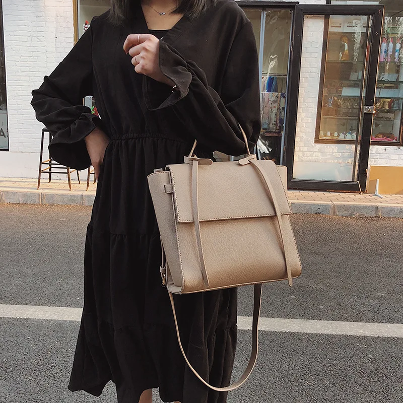 

JI HAO Brand Design Simple Handbag PU Leather Shoulder Bags Fashion Vintage Squid Bag Solid Ladies Flap Crossbody bags For Women