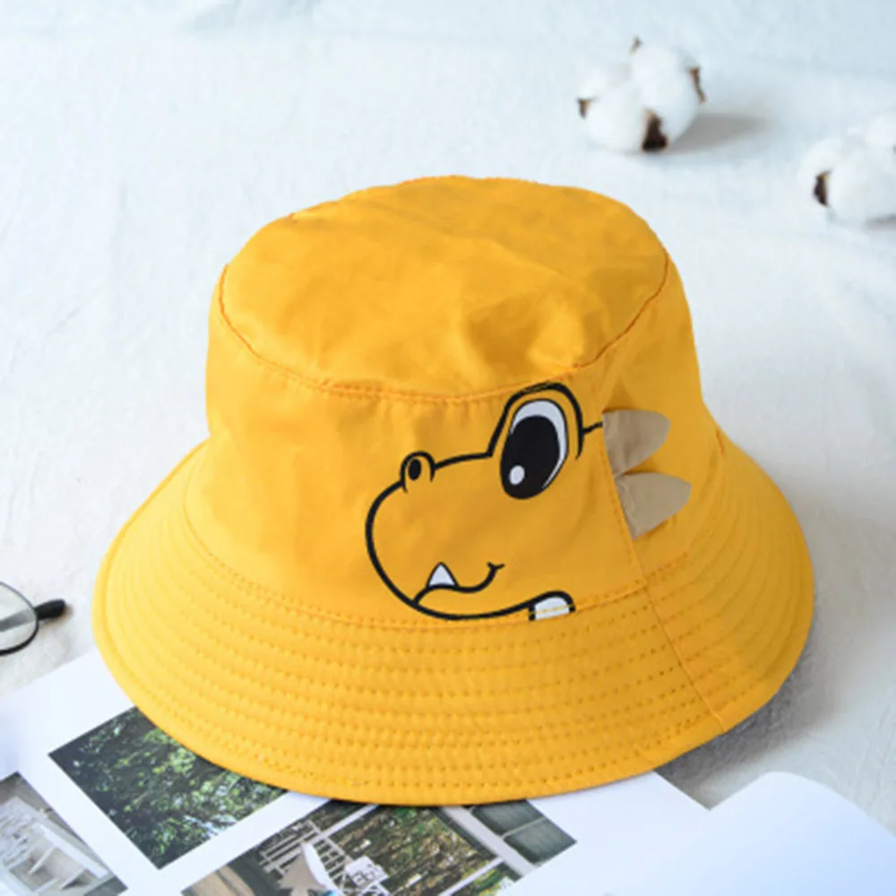 Хлопковая детская шапка с динозавром двухсторонняя шляпа-ведро для девочек и мальчиков весенне-летние детские шапки пляжные