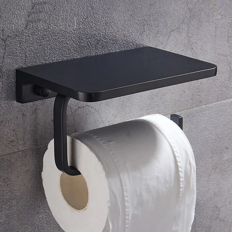 Free-Shipping-Space-aluminum-Black-Bathroom-Toilet-Paper-Holder-Wall-Mounted